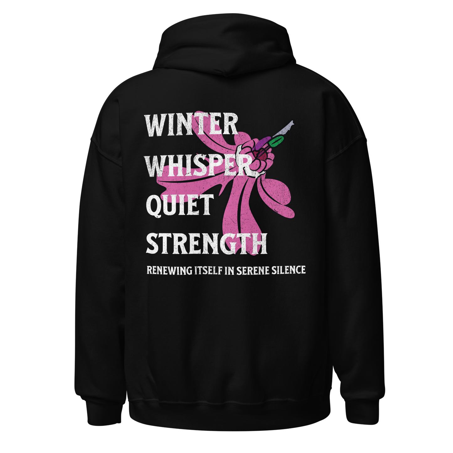 Winter Whisper White writing Unisex Hoodie