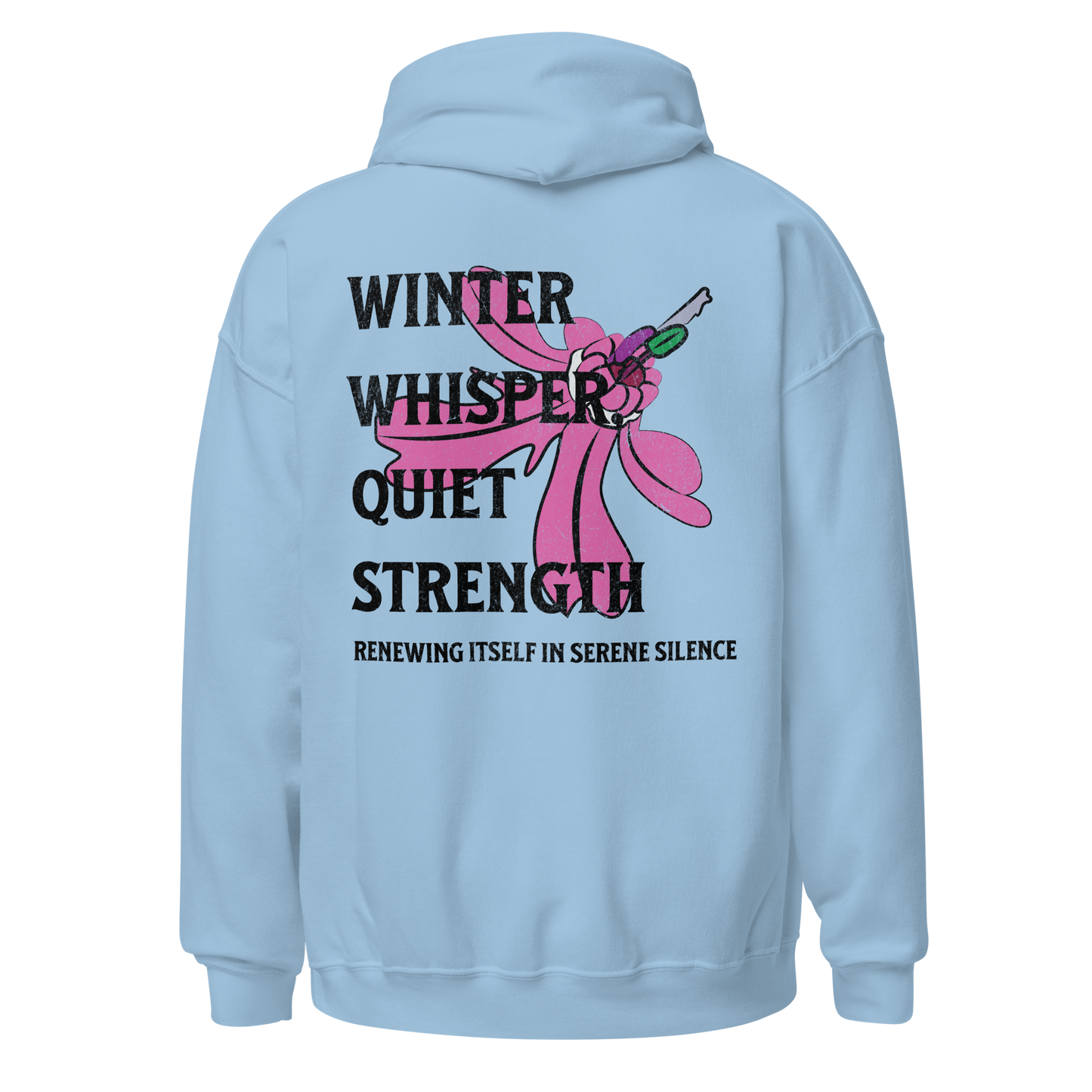 Winter Whisper Black writing Unisex Hoodie