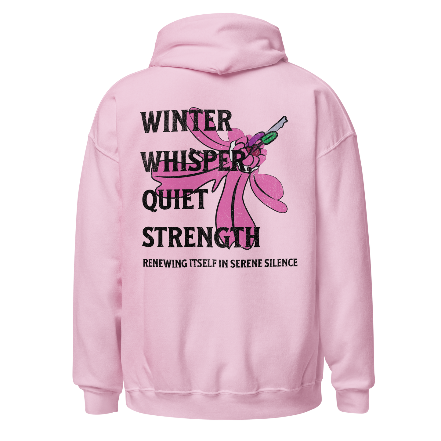 Winter Whisper Black writing Unisex Hoodie