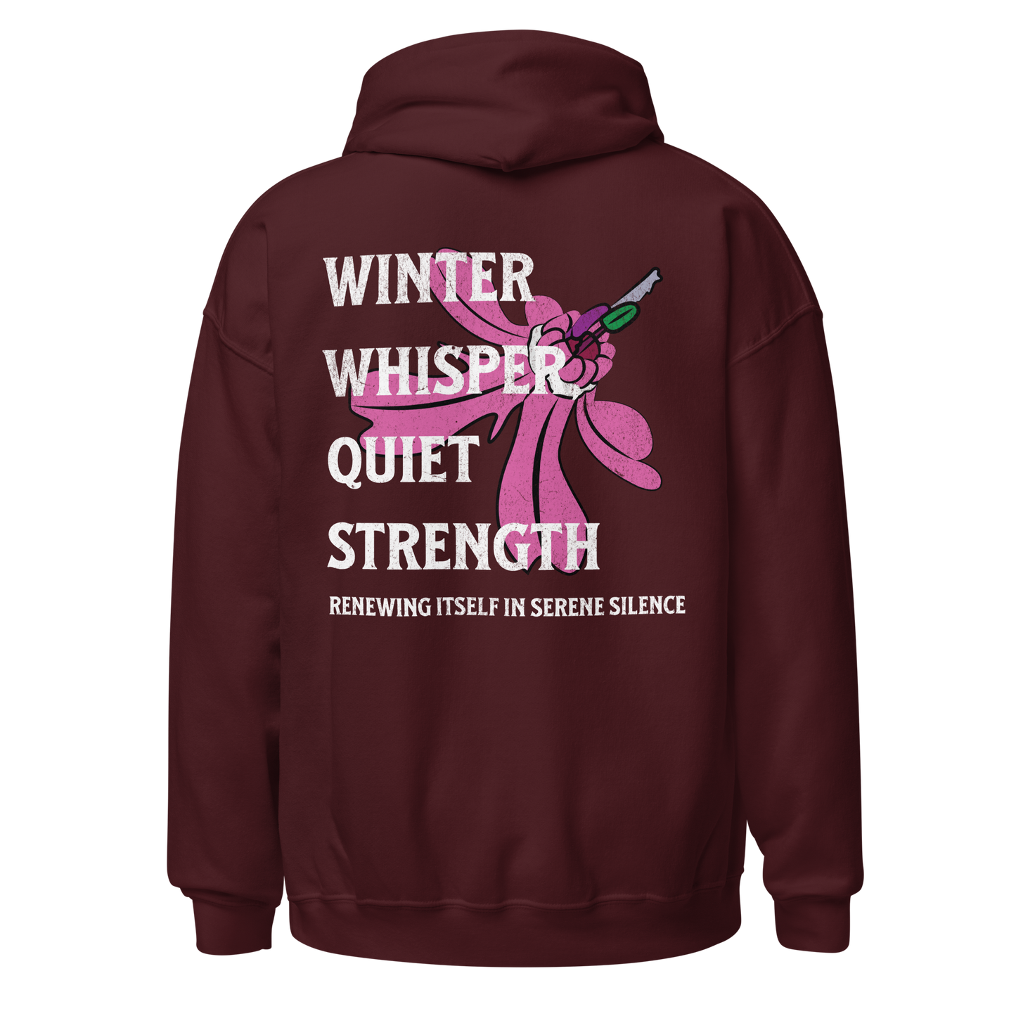 Winter Whisper White writing Unisex Hoodie