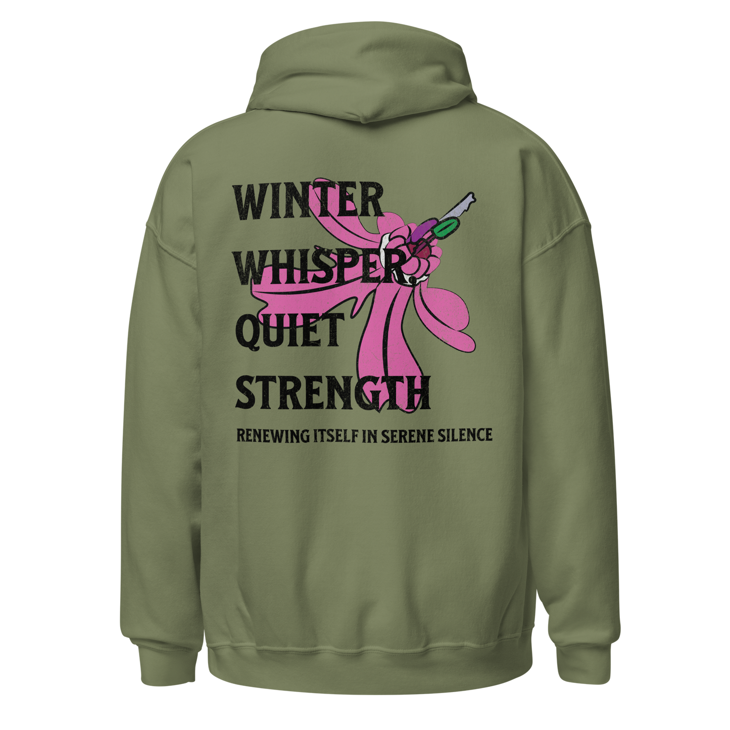 Winter Whisper Black writing Unisex Hoodie