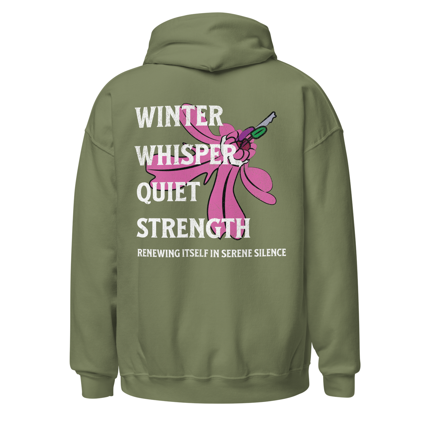 Winter Whisper White writing Unisex Hoodie