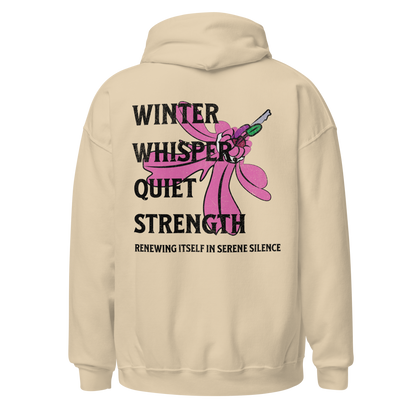 Winter Whisper Black writing Unisex Hoodie