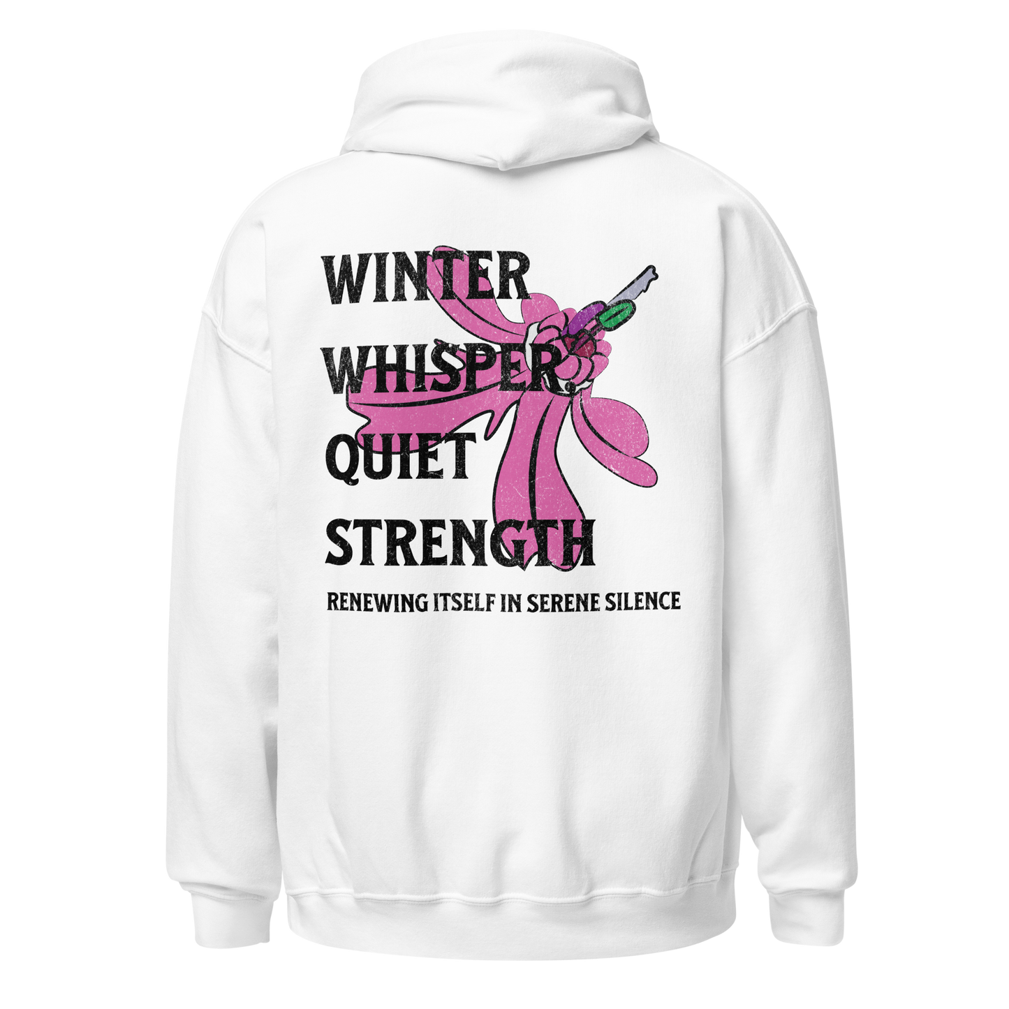 Winter Whisper Black writing Unisex Hoodie