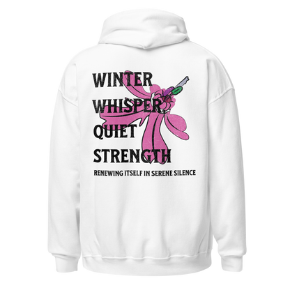 Winter Whisper Black writing Unisex Hoodie